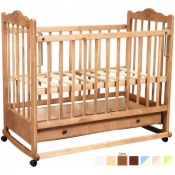 Все кроватки изготавливаются из натуральной березы. Эта порода древисины идеально подходит для производства детских кроватей.
2 уровня, качалка, колеса, ящик. Цвета: орех, светлая, темная.  Манеж-кровать Наша мама \