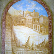 Фреска в лепной раме.  Объёмная фреска.  35000  цена договорная  1кв .м  Декоративная отделка стен Виктор