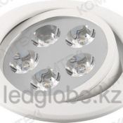 Светильник встраиваемый 5Вт ,светодиоды High Power LED 5х1Вт (срок службы 35 000 часов, световой поток 270Лм, цветовая температура 4000 К), диаметр 109мм, высота 56мм, вырезное отверстие 92мм, блок питания, размеры 80х33х21мм, IP20, 220V,  размеры 80х33х21мм  Светильники светодиодные. Встраиваемые/точечные  КомТех  1220  Самовывоз    5  шт  Сыздыков Р.К. ИП