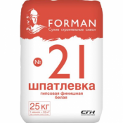 Шпатлевка гипсовая финишная. Толщина слоя от 0,2 мм  25 кг  FORMAN 21  1790  Доставка платная    упаковка  Россия  Фасад-Оптима ТОО