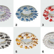 светильник с хрусталиками MR16+лампа светодиодная от 4Вт до 7Вт  К достоинствам LED-приборов относятся:
Низкое энергопотребление.
Энергосберегающие светодиодные лампы потребляют в 2-8 раз меньше электрической энергии, чем другие искусственные источники света.
Большой срок службы.  диаметр 65мм  Россия Ecola  1200  Самовывоз    шт  7  New Line ТОО