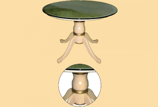 Столик круглый, белый, со стеклянной столешницей