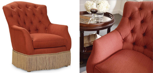 Красное кресло для гостиной Catherine Skirt-ed Chair с художественной отделкой